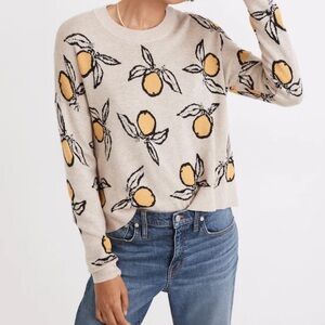 Madewell Lemon Print Crew Neck Sweater